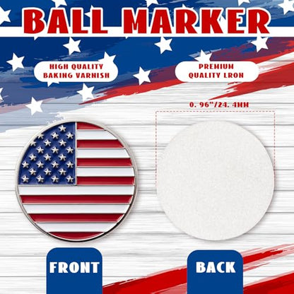 24 Pcs Golf Ball Markers with Magnetic Hat Clips Value Sets Soft Enamel Technique for Men Women Golfer, Removable Attaches Easily to Golf Cap Premium Gifts - color: Red,White,Blue, style: Patriotic