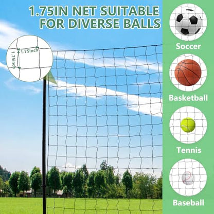 Backstop Net System for Backyard – Heavy Duty Sports Barrier Net with Steel Posts, Movable/Socketed Ball Stop Net for Soccer, Baseball, Training - size: 30FT Wide, style: Socketed-1.75 Inch Net
