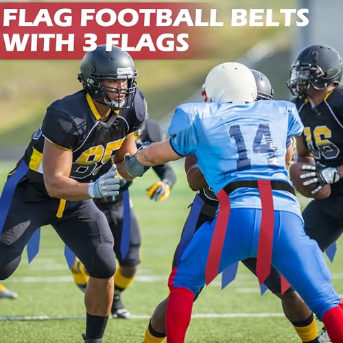 Flag Football Belts for Youth, Kids and Adults Sport Team Building and Competition Training - color: Red