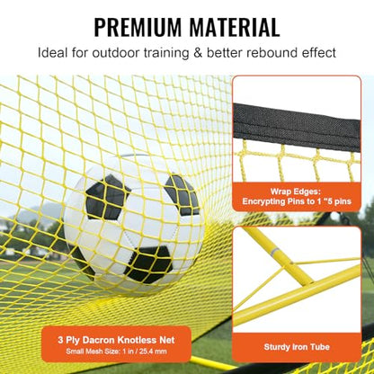 VEVOR Soccer Trainer，Portable Soccer Rebounder Net, Iron Soccer Practice Equipment, Sports Football Rebounder Wall with Portable Bag, Perfect for Team Solo Training, Passing, Volley