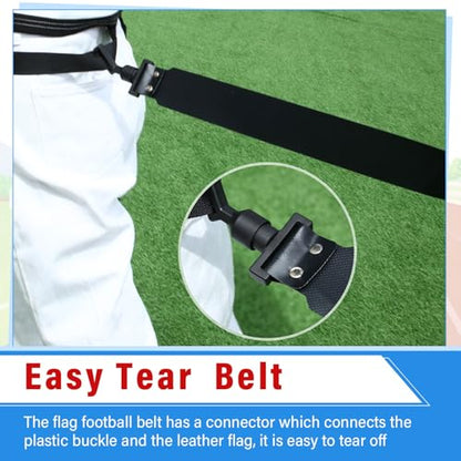Hungdao 10/12 Players Flag Football Belts and Flags Adjustable Football Belts for Kids Teens Adults Team Training Sport Event - color: Black