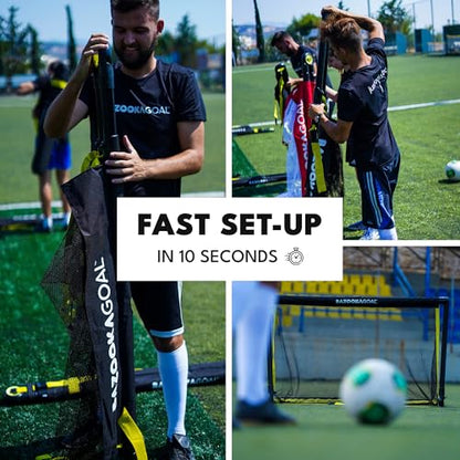 BazookaGoal Original Solid Frame Pop Up Goal - Folding Mini Soccer Goal for Kids and Adults - Portable Goal Post - Easy to Set-up & Steady - Single Unit (1 Goal Included) - size: 4 x 2.5 ft, style: Black
