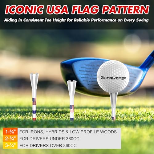 DURARANGE Premium Golf Tees - 5-Prong & 4-Prong Anti-Slip, Enhanced Stability, Unbreakable Golf T 3-1/4" for 360cc Drivers, Ideal Gift for Golfer - color: Elite Golf Tees- Milky White- 50pk
