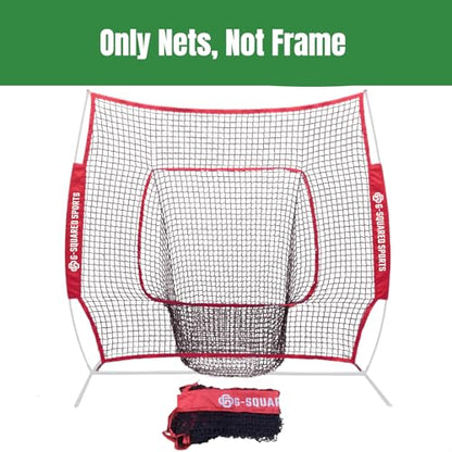Baseball & Softball Replacement Net 7ft x 7ft (NET ONLY), Heavy Duty Knotless for Pitching, Hitting & Throwing Practice, Fits 7x7ft Training Net Frames - color: Red