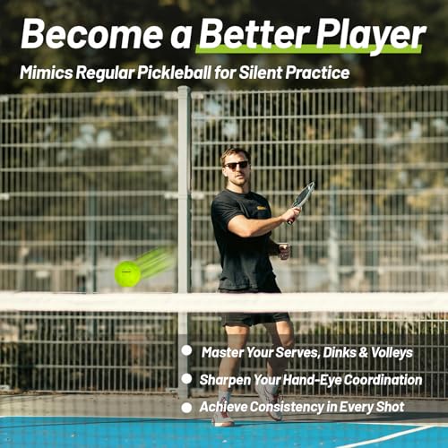 Silent Pickleball Balls - Quiet Practice for Indoor & Outdoor | Pro Foam, 40 Holes | Real Feel Like Traditional Pickleballs | USAPA Standard Bounce | 4-Pack + Bonus Mesh Bag - color: Green