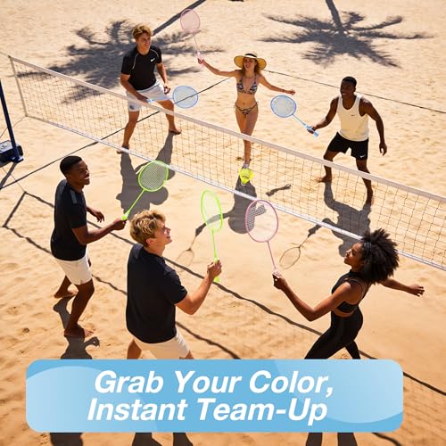 AboveGenius Badminton Rackets Set, Lightweight Badminton Set Includ 4/6 PCS Rackets, 6 Birdies, Outdoor Backyard Games, Racquets for Adults, Teens, Family Beginner - style: 6 Racket+6 Birdies