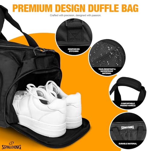 Spalding Gym Bag for Men & Women Duffle Bag with Wet & Shoe Compartment - 55L Capacity Large Workout Bags for Travel, Sports