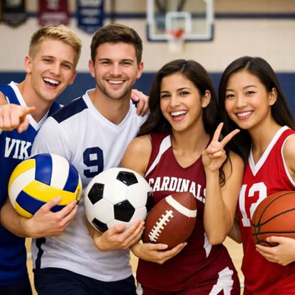 4 Pcs Sport Balls Set Include Official Size 7 Basketball 9 Football 5 Volleyball 5 Soccer with Bag Pump Sports Equipment for Adults Back to University School Ball Gift