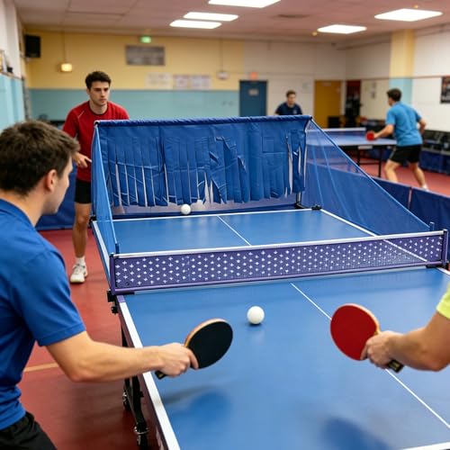 TNZMART Portable Ping Pong Net with Ball Picker Upper for Any Table Tennis Table Self Collection Clamps Easy Setup Set for Adults Beginners Home Indoor Outdoor Training