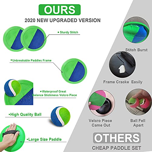 Jalunth Ball Catch Set Games Toss Paddle - Pool Beach Toys Back Yard Outdoor Games Backyard Throw Sticky Set Age 3 4 5 6 7 8 9 10 11 12 Years Old Boys Girls Kids Adults Family Easter Gifts Azure - color: Azure 4 Pack