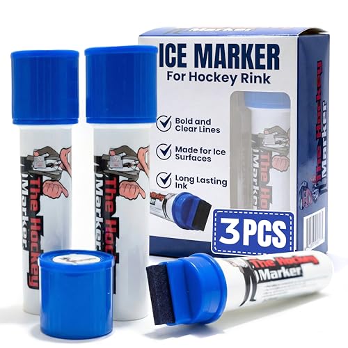 The Hockey Marker Blue Marker for Ice – Durable Hockey Marker for Ice Rink Training, Ice Paint Marker for Hockey Practice, Coaches & Teams, High‑Visibility Ink, 3pcs - color: Blue