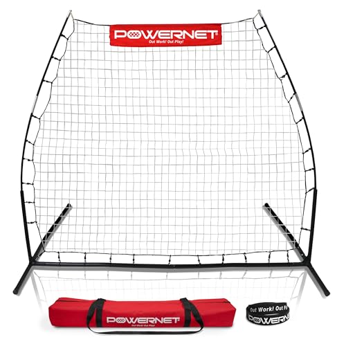 PowerNet Rebounder Training Net for Soccer, Baseball, Softball & Lacrosse, Angled Multi-Sport Rebounder, Portable Dual-Side Bounce Back Soccer Net