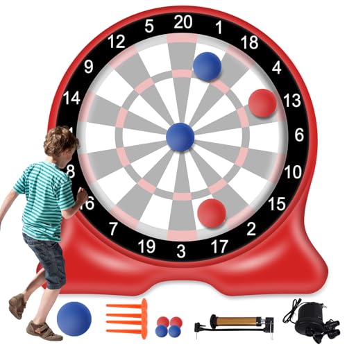 Outdoor Games, Inflatable Giant Kick Darts 6.5FT, Soccer Dartboard for Adults & Family, Backyard Yard Game, Carnival Lawn Games with Air Pump, 10+ Play Modes