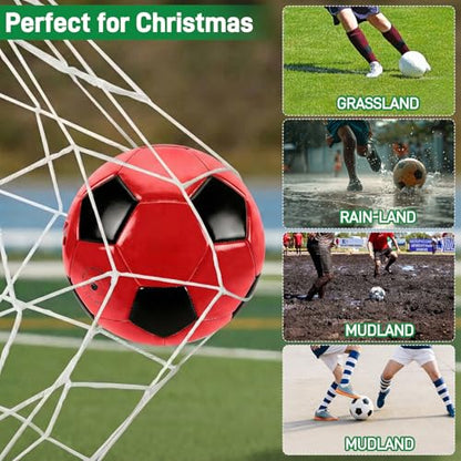 6 Pack Soccer Balls Size 5/4/3 Deflated Includes Soccer Ball with Pump and Net Bag, Pelota De Futbol Training Practice Sphere Competition for Indoor Outdoor