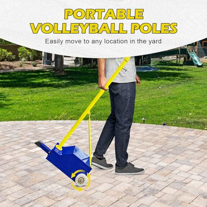 Volleyball Net Systems,Heavy Duty Indoor Volleyball Net Height Adjustable, Portable Volleyball Poles for Backyard Outdoor School Stadium(1 Volleyball Net + 1 Badminton Net)