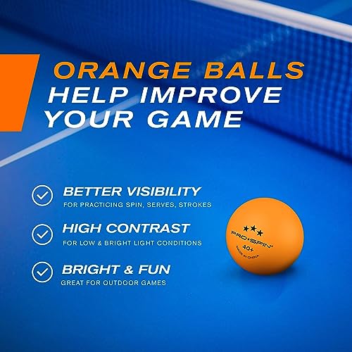 PRO-SPIN Ping Pong Balls - 3-Star Premium Orange Table Tennis Balls | High-Performance 40+ ABS Professional Quality | Ultimate Durability for Indoor & Outdoor Ping Pong Tables