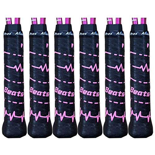 ALIEN PROS Tennis Racket Grip Tape – Tac Moisture Feel Tennis Grip – Tennis Overgrip Grip Tape Tennis Racket – Wrap Your Racquet for High Performance - style: 6-Pack Pink Beats