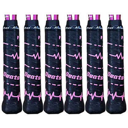 ALIEN PROS Tennis Racket Grip Tape – Tac Moisture Feel Tennis Grip – Tennis Overgrip Grip Tape Tennis Racket – Wrap Your Racquet for High Performance - style: 6-Pack Pink Beats