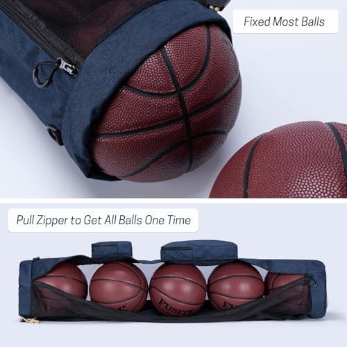 VISEMAN Mesh Equipment Bag for Balls Heavy Duty Sport Equipment Bag with Adjustable Shoulder Straper Design for Gym Training,Soccer,Football,Basketball,Volleyball - color: Navy Blue