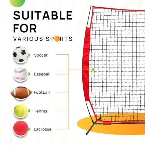 7x7ft/12x9ft/16x10ft/20x10ft Barricade Backstop Net, Sports Barrier Net, Multi-Sport Net with Carry Bag, Protective Screen for Practice- Baseball, Softball, Lacrosse, Soccer, Basketball, Tennis - size: 20x10 ft
