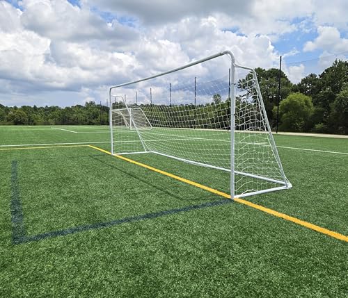 Official Size 24 X 8 X 5 Ft. Steel Soccer Goal. Heavy Duty Frame w/Net. Tournament, Regulation Size. Professional Portable Practice Training Aid. 24 X 8, 24x8(1Net)