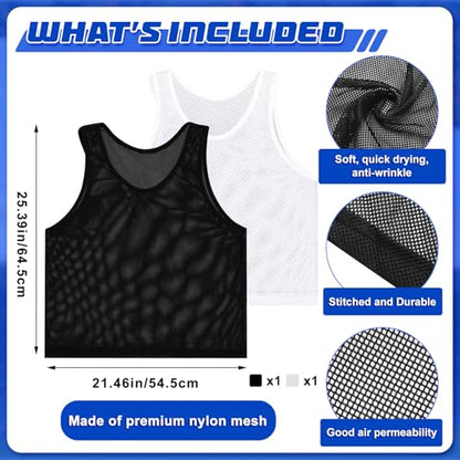 Wettarn 12 Player Football Flags and Belts Set Flag Football Set with Mesh Jersey Team Pinnies Cone Whistle Bag(White, Black)