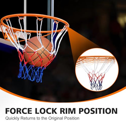 Basketball Rim Replacement Standard 18" Steel Rim Wall Mounted Basketball Goal Hoop with Net for Indoor Outdoor