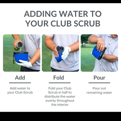 Club Scrub Golf Club and Golf Ball Cleaning Bag, Waterproof Clean Face Technology Liner, Detachable Clip, Machine Washable, Cleans Club Grooves, Dry Exterior (Neoprene or Microfiber Option Available) - color: Blue, style: Neoprene