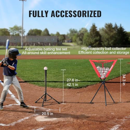 VEVOR Softball Practice Net, Portable Baseball Training Net for Hitting, Batting, Catching, Pitching - Backstop Equipment with Bow Frame, Carry Bag, Strike Zone, Batting Tee