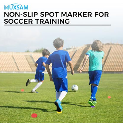 MUXSAM 14Pcs Spot Markers for Agility Dot Gym PE Training Dance, Flat Disc Markers, Soccer Cones, Field Court Markers, Football Training Equipment with Bag for Games Floor Dots Sport