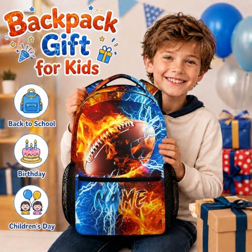 Backpack for Kids Boy Custom Football Bookbag for School Elementary Middle Primary, Personalized Student School Supplies - color: Brown