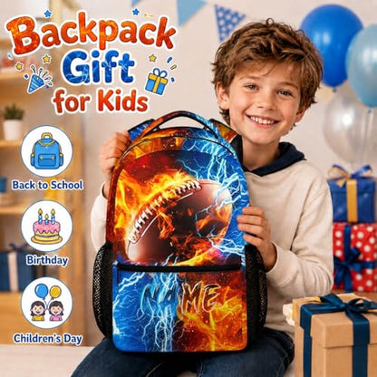 Backpack for Kids Boy Custom Football Bookbag for School Elementary Middle Primary, Personalized Student School Supplies - color: Brown