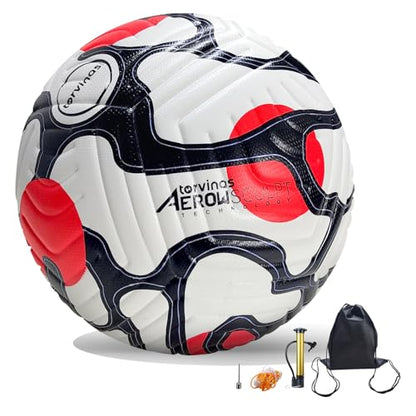 Soccer Ball Size 5,4 – Thermal Bonded Waterproof PU Leather, Professional Training & Match Ball for Youth & Adults, with Pump & Bag, Training Gift Set - color: red