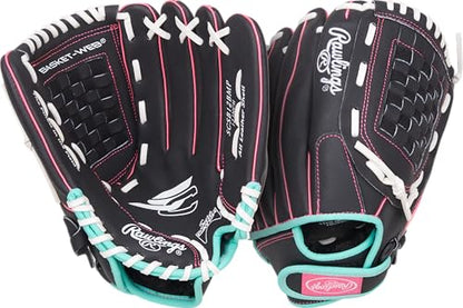 Rawlings | Sure Catch Series Youth Softball Glove - color: Black / Mint / Pink, size: 12"