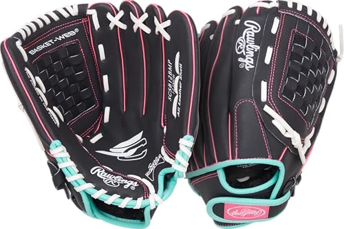Rawlings | Sure Catch Series Youth Softball Glove - color: Black / Mint / Pink, size: 12"
