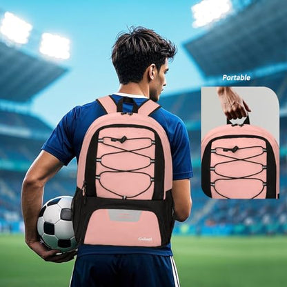 Goloni Soccer Bag, Basketball Bag with Ball Compartment & Shoe Compartment,Large Soccer Backpack for Basketball,Gym，Football - color: Meat meal