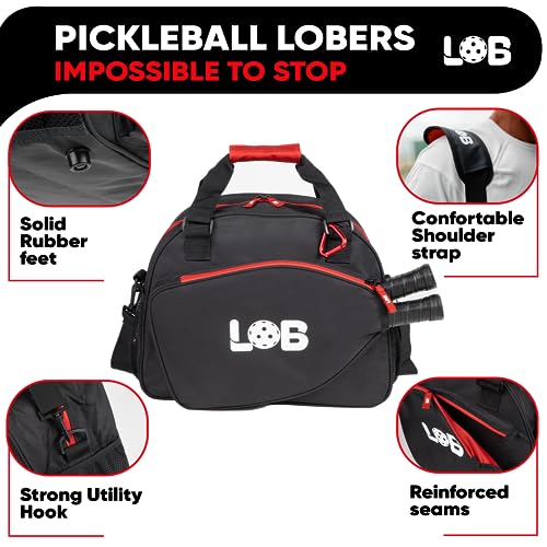 LOB Pickleball Bags for women men Tote Carry Bag with Bottle Holders, Fits 2 Paddles, 2pc Accessories (Pouch, Mesh Ball Bag), Durable Lightweight