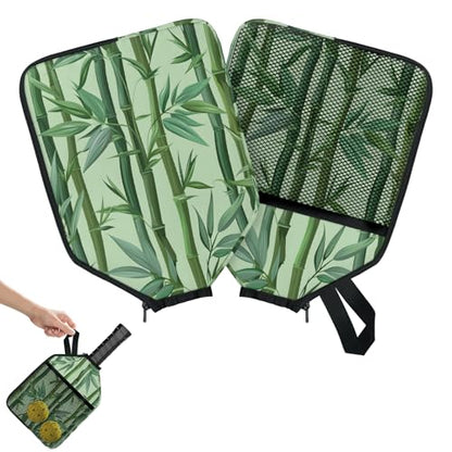 Pickleball Paddle Cover with Pockets and Handle Strap, Racket Sleeve and Ball Holder Organizer, 1 Pcs - color: gray