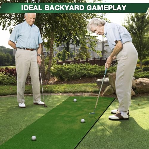 Wekin Golf Putting Green Mat Indoor,3x10ft Thickening Outdoor Portable Golf Game Set Training Turf with Side Border,Movable Cup for Home Backyard Office