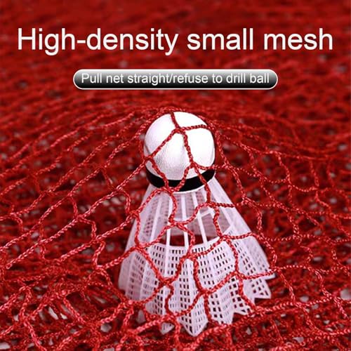 Outdoor Replacement Badminton Net, Indoor Standard Regulation Badminton Court Netting Only, for Backyard Beach Garden, 20 FT x 2.5 FT, Red Polypropylene with White Borders