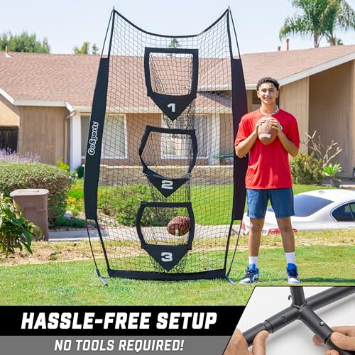 GoSports 8 x 4 ft Football Throwing Target Net - Choose Black or Red - color: 8 x 4 ft Black