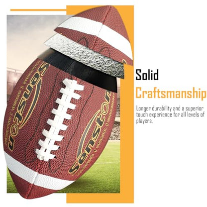 Senston Football Size 9/6 - Premium Composite Leather High School/Kids/Youth Football with Pump Size Foot Ball with Pump - color: Brown, size: Junior Size 6