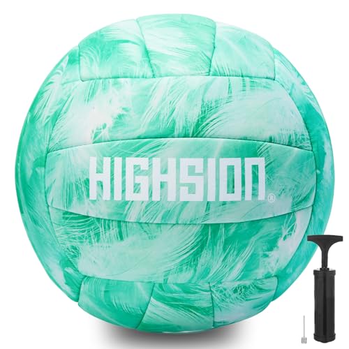 Soft Touch PU Leather Volleyball Official Size 5 Thickened Durable Indoor Outdoor Waterproof Volleyball for Teen Girls Kids Team Beginners Beach, Pool, Gym Training & Games(Deflated,With Pump) - color: green