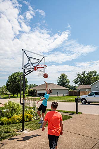 Silverback Height Adjustable In-Ground Basketball Hoop with Tempered Glass Backboard, Pro-Style Breakaway Rim, Pole and Backboard Pad