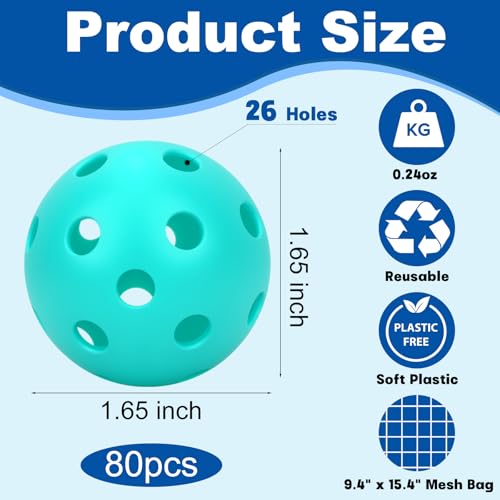 Coopay 20/40/80 Pack Mini Plastic Practice Baseballs, 1.65inch Small Soft Training Balls with Drawstring Bag for Baseball Hitting, Pitching & Batting Training, Indoor & Outdoor - color: Sky Blue, style: 80 Pack