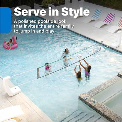 Step2 Vero Pool Volleyball Net, Outdoor/Indoor Waterproof Patio Furniture, Made of Durable Plastic, 15-25 Feet, White
