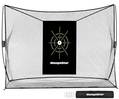 Mangostar Golf Net, 10x7ft Heavy Duty Golf Practice Net for Backyard Driving Real Golf Balls with Target Cloth and Carry Bag, Indoor Outdoor Golf Hitting Training Set Ideal Gift for Golfers