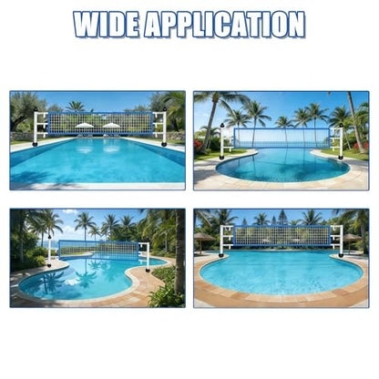 Upgrade Pool Volleyball Net Replacement, Adjustable Length 15-31 FT Portable Volleyball Net for Inground Pools & Above Ground Pools, Heavy Duty PE Net for Backyard Swimming Pool Beach(Net Only)