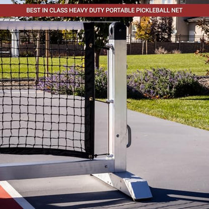 Dominator PRO MAX Portable Pickleball Net - Heavy Duty Portable Regulation Pickleball Net - USAPA Compliant Net - Indoor/Outdoor Aluminum Rust Proof Frame w/Adjustable Net Tension & Locking Wheels