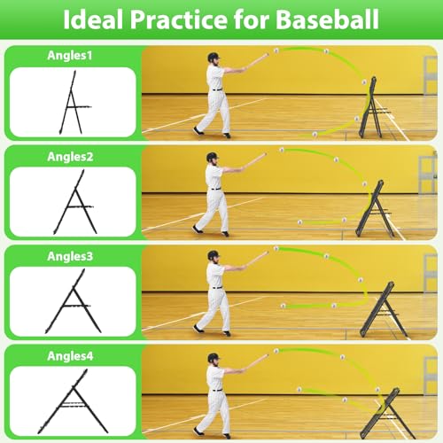 Volleyball Baseball Rebounder Net, Metal Frame & High-Tension PE Net, Lacrosse Bounce Back PracticeTraining Equipment, Adjustable Softball Pitchback Net, Perfect for Improving Balls Training Skills